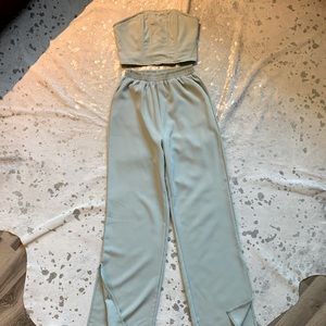 Mint Green Missguided Corset & Pant Set- size 4 TALL!